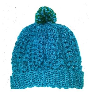 Hand-made crochet beanie with pom-pom